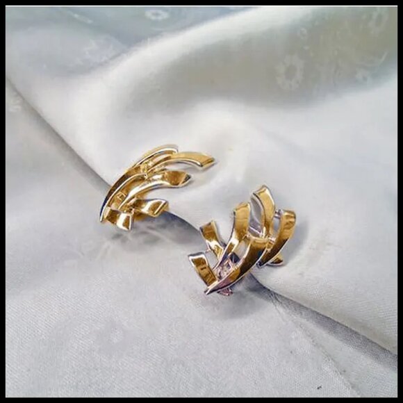 Vintage Coro Pegasus Clip On Earrings MCM 50s Abstract Clipons - Picture 3 of 11